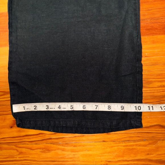 Flax Linen Cropped Wide Leg Pants Black Small - Picture 9 of 10